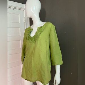 Kiwi Green Linen/Corton Shirt Size XL